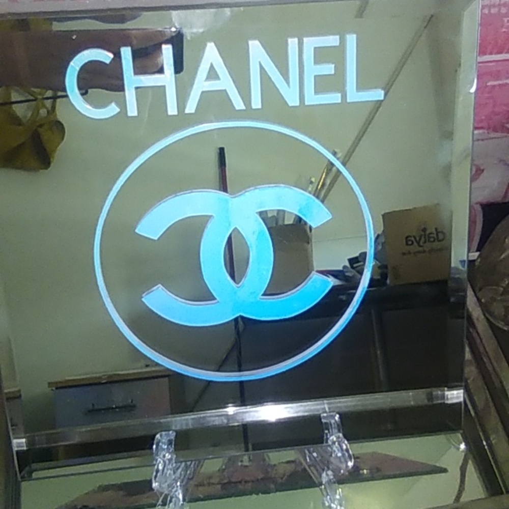 Iridescent Chanel Mirror with Stand